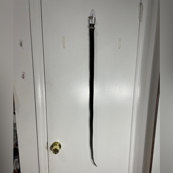 Vintage Black Patent w/Silver Buckle Western Style Belt - Picture 3 of 3